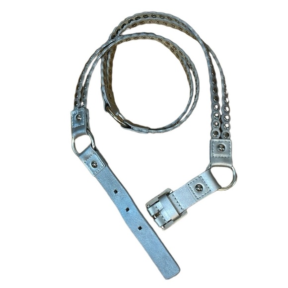 VINTAGE CALVIN KLEIN Silver Studded Ring Belt Size Extra Large - Picture 1 of 11